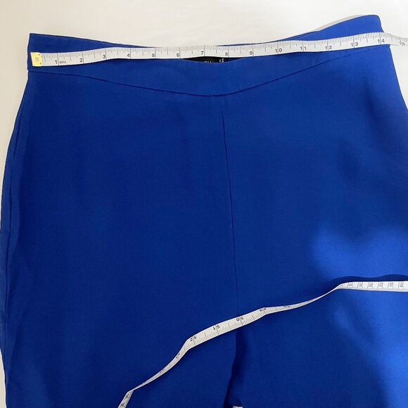 Brandon Maxwell Size 10 Cigarette Crepe Pullon High Rise Pants in Royal Blue - Picture 6 of 7